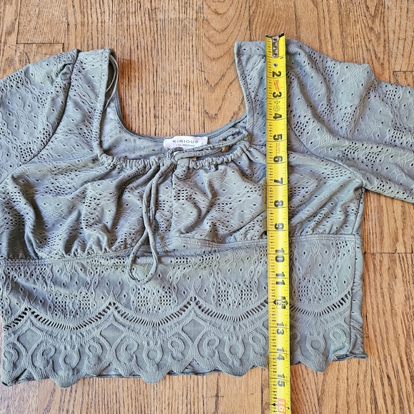 Kirious Lace Crop Top in Sage Green Size L - Picture 4 of 5